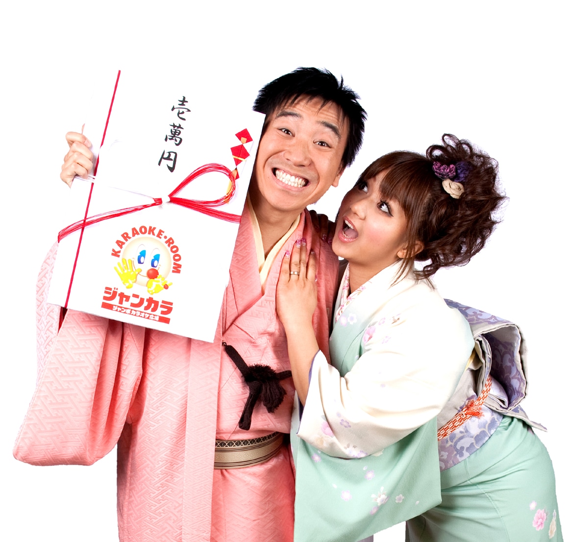 月亭八光夫婦。CMでは嫁のツッコミが冴える。