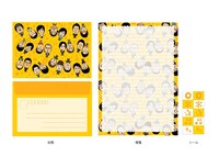 よしもと芸人レターセット、イエロー。420円。便せん10枚、封筒5枚、シール1枚。