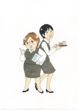 北沢バンビによる「ハリセンボンのOLちゃんダイアリー」カット。