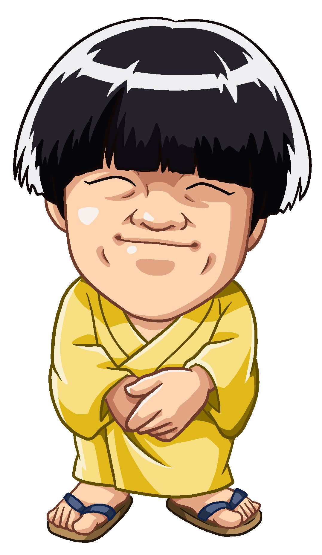 「びっくりぱちんこ 爽快 水戸黄門2」に登場するザ!!トラベラーズplus・雨上がり決死隊蛍原のアニメキャラクター。(c)KYHD.2010