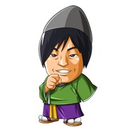 「びっくりぱちんこ 爽快 水戸黄門2」に登場するザ!!トラベラーズplus・NON STYLE井上のアニメキャラクター。(c)KYHD.2010