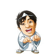 「びっくりぱちんこ 爽快 水戸黄門2」に登場するザ!!トラベラーズplus・NON STYLE石田のアニメキャラクター。(c)KYHD.2010