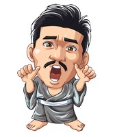 「びっくりぱちんこ 爽快 水戸黄門2」に登場するザ!!トラベラーズplus・世界のナベアツのアニメキャラクター。(c)KYHD.2010