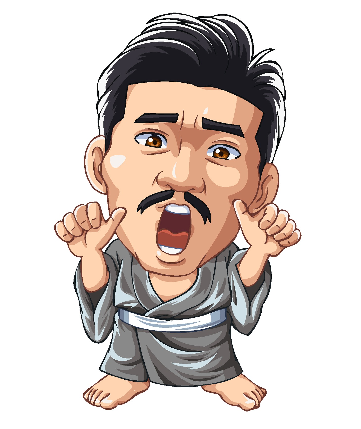 「びっくりぱちんこ 爽快 水戸黄門2」に登場するザ!!トラベラーズplus・世界のナベアツのアニメキャラクター。(c)KYHD.2010