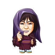 「びっくりぱちんこ 爽快 水戸黄門2」に登場するザ!!トラベラーズplus・椿鬼奴のアニメキャラクター。(c)KYHD.2010