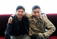 「らくご×情熱大陸」で立川談志と共演する爆笑問題。