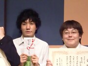 優秀賞のタイムマシーン3号。「揺れて」はいたものの、テンポが早く動きの多い漫才で、観客を大いに沸かせた。