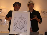 個展の様子。 - シャンプーハット小出水画伯、2年連続の個展に照れる