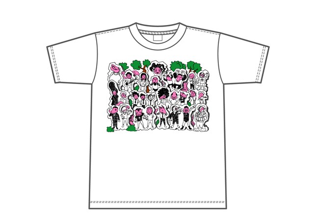佐久間一行　同期芸人Tシャツ。サイズはSとMで、価格は2626円。1人だけ本人らしき人物が顔をのぞかせている。