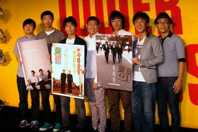 DVD発売記念の合同イベントに登場したラバーガール、キングオブコメディ、東京03。