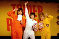 「大久保×鳥居×ブリトニー 3P」のDVD発売記念イベントに出演した大久保佳代子、鳥居みゆき、浜田ブリトニー。