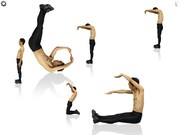 iPad専用アプリ「江頭2:50の オレが時計だ～ほぼ実寸大?!～（for iPad）」の「人時計」画面（横置き）。