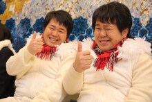 2月の「中学生日記」に登場するザ・たっち。演じる役どころは人間には姿が見えない天使の2人。恋に悩む中学生たちのそばで、なんとか手助けになろうと奮闘する。(c)NHK名古屋
