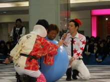 番組開始から3年半にわたって番組に出ている風船太郎。この日はイベント前に幼稚園で仕事をしてきたとのこと。