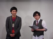 MCを務めたツィンテル。「太ったと評判」と言われた倉沢は、「メガネの評判はいい」と観客に同意を求めたが、その反応に一瞬自信をなくしかけたようだった。