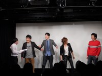 ツッコミコーナーに挑戦した静・ひらのっち、ジグザグジギー池田、青春ダーツ田中、ツィンテル勢登。