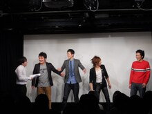 ツッコミコーナーに挑戦した静・ひらのっち、ジグザグジギー池田、青春ダーツ田中、ツィンテル勢登。