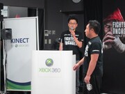 格闘アクションゲーム「ファイターズ アンケージ」は、Xbox 360専用、コントローラー不要の新ゲームシステムKinectに対応したゲームソフト。イベントでは日本マイクロソフトの社員が実践で説明。