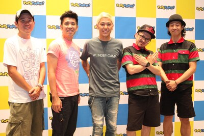 イベント「パパ芸人たちの本音会議！『パパラボ』」に登場した“パパ芸人”ガレッジセール、ロンドンブーツ1号2号・田村亮と、ゲストのC&K。