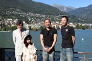 ロカルノ国際映画祭で上映された「さや侍」の野見隆明、熊田聖亜、松本人志監督、板尾創路（左から）。