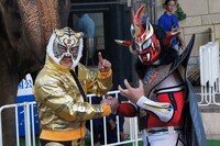 タイガーマスクと獣神サンダー・ライガー（左から）。