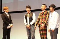 品川庄司、COWCOW多田、キングコング梶原（左から）。