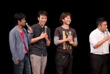 「笑顔の力」に登場した（左から）総合MCのネプチューン名倉、アンジャッシュ、アンタッチャブル山崎。