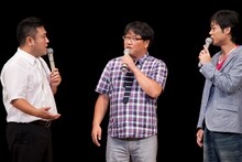 「笑顔の力」に登場した（左から）アンタッチャブル山崎、カンニング竹山、総合MCのネプチューン名倉。