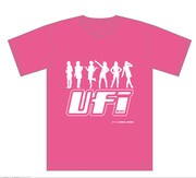 HMV限定販売「UFIxHMVコラボTシャツ」ピンクバージョン。