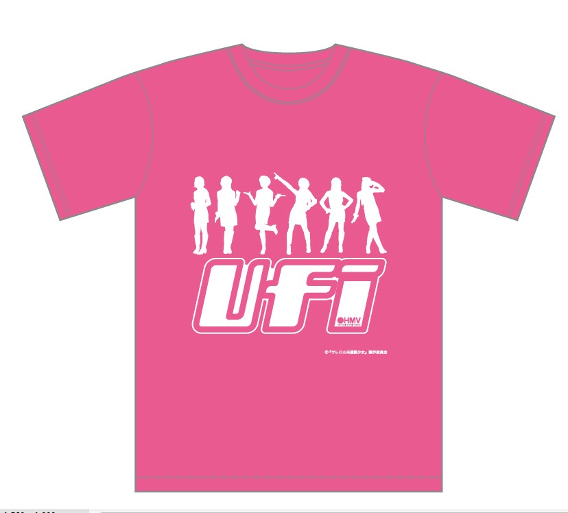 HMV限定販売「UFIｘHMVコラボTシャツ」ピンクバージョン。