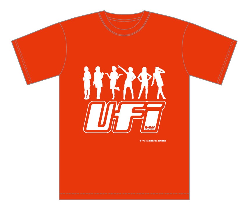 HMV限定販売「UFIｘHMVコラボTシャツ」赤バージョン。