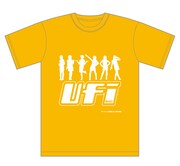 HMV限定販売「UFIxHMVコラボTシャツ」黄色バージョン。