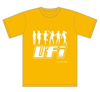 HMV限定販売「UFIｘHMVコラボTシャツ」黄色バージョン。