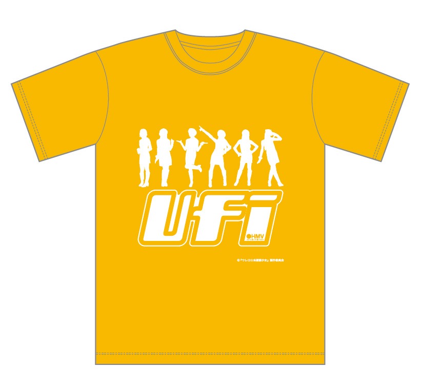 HMV限定販売「UFIｘHMVコラボTシャツ」黄色バージョン。