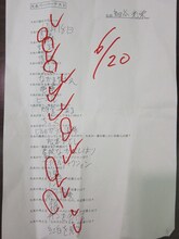 ダメジン細谷の「大水ペーパーテスト」解答用紙。