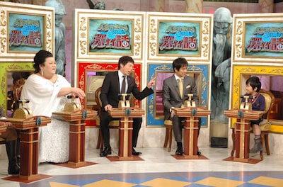 「深イイ話」SPに出演する（左から）マツコ・デラックス、今田耕司、羽鳥慎一、鈴木福。(c)日本テレビ