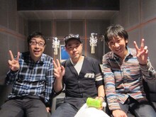 DVD-BOX「ウレロ☆未確認少女」コメンタリー収録の様子。写真は第5話担当の東京03・飯塚、オークラ、東京03・角田。