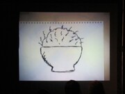 「枡野ヒット賞」を獲得したミミズグチュグチュの作品。会場全体で、このイラストの天国と地獄を深読みした。