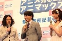 会見の一場面。