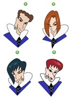 「イケメンDEイクメン軍団」のキャラクター。左上が遠藤、右上が田中、左下が土田、右下が藤井の演じる役どころだ。(c)臼井儀人／双葉社・シンエイ・テレビ朝日・ADK 2012