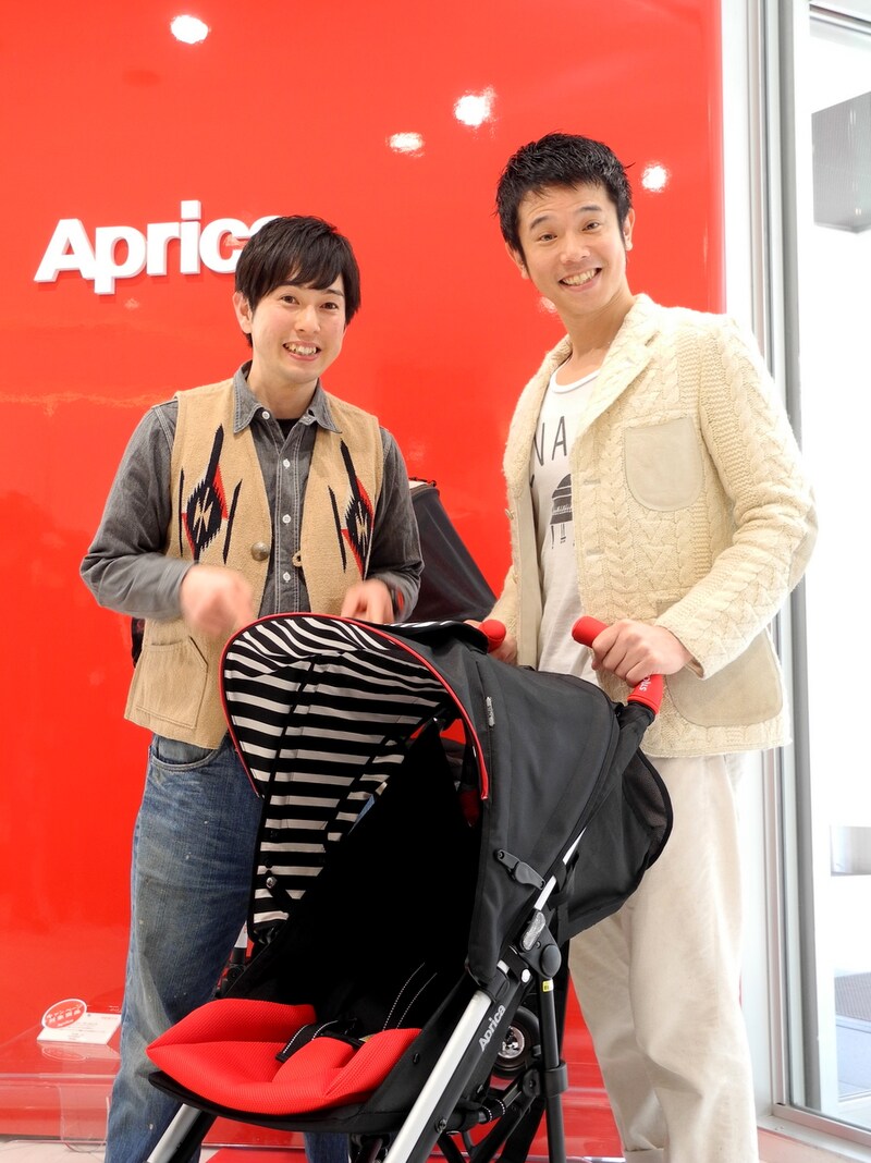 「新米パパ塾」に出演したフルーツポンチ亘と品川庄司・庄司（左から）。