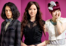 「キャサリン」（関西テレビ・フジテレビ系）でMCを務めるピース又吉、観月ありさ、きゃりーぱみゅぱみゅ（左から）。