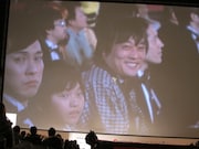 オープニングセレモニーで、巨大スクリーンに映し出されたフルーツポンチ。