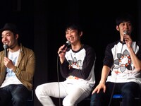 それぞれ違ったスタイルのショートフィルムを作り上げた中田、石田、西野。