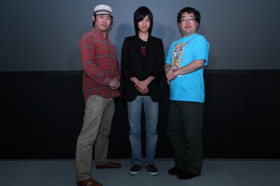 映画「からっぽ」の舞台挨拶に登壇した草野翔吾監督、清水尚弥、天津・向（左から）。