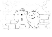 サミットクラブ・ムラコが描いた、堀内孝雄の新曲「笑うは薬」MVのアニメVer.「ベヤン太編」のイラストのラフスケッチ。