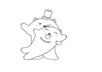 サミットクラブ・ムラコが描いた、堀内孝雄の新曲「笑うは薬」MVのアニメVer.「ベヤン太編」のイラストのラフスケッチ。