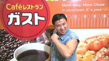 カフェレストラン「ガスト」の「BIGガストフェア」キャンペーンキャラクターに起用されたスギちゃん。