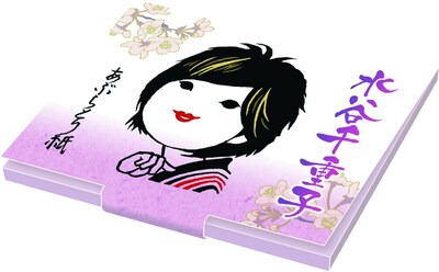 「DHC特別協賛 友近プレゼンツ 水谷千重子 演歌ひとすじ40周年記念リサイタルツアー」グッズのあぶら取り紙。価格は500円。