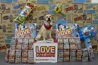 うまい棒に囲まれるまさお君。(C)2012「LOVE　まさお君が行く！」製作委員会